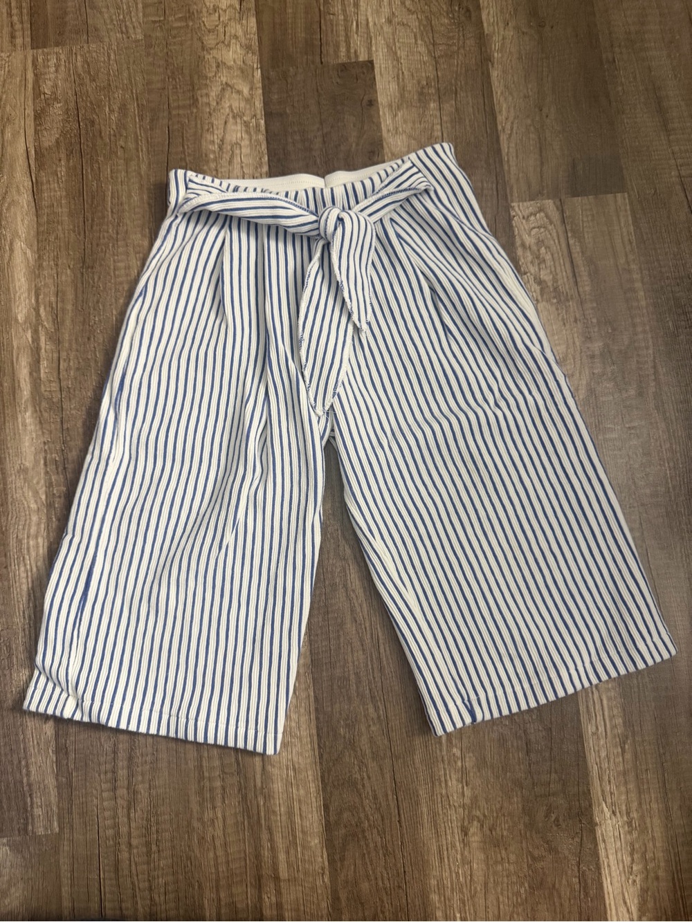Zara White and Blue Striped Tie-Front Culottes for Kids